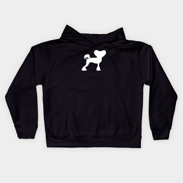White Chinese Crested Dog Silhouette Kids Hoodie by Coffee Squirrel